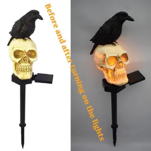 Halloween Solar Skull & Crow Lights For Garden Decorations