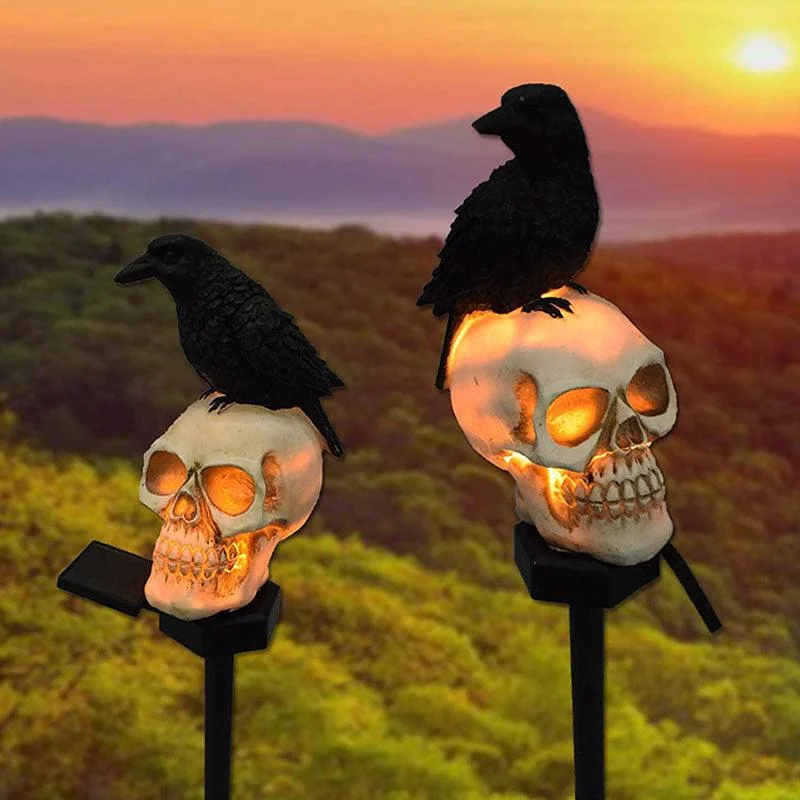 Halloween Solar Skull & Crow Lights For Garden Decorations -  - #tag1#