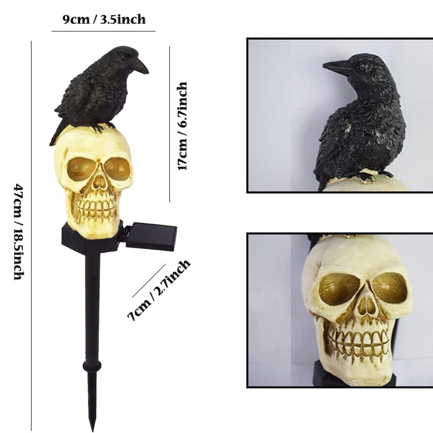 Halloween Solar Skull & Crow Lights For Garden Decorations -  - #tag1#