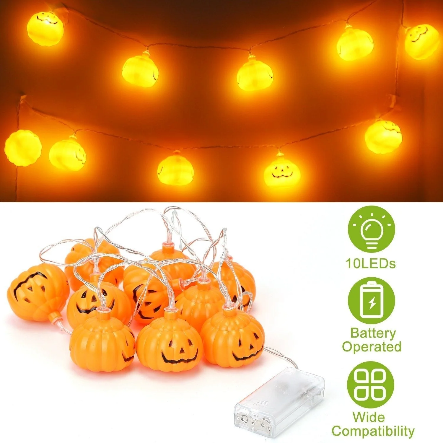 Halloween String Light Pumpkin LED Lamps Battery Powered -  - #tag1#
