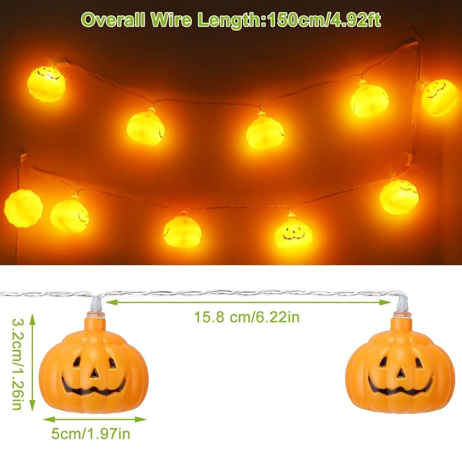 Halloween String Light Pumpkin LED Lamps Battery Powered -  - #tag1#