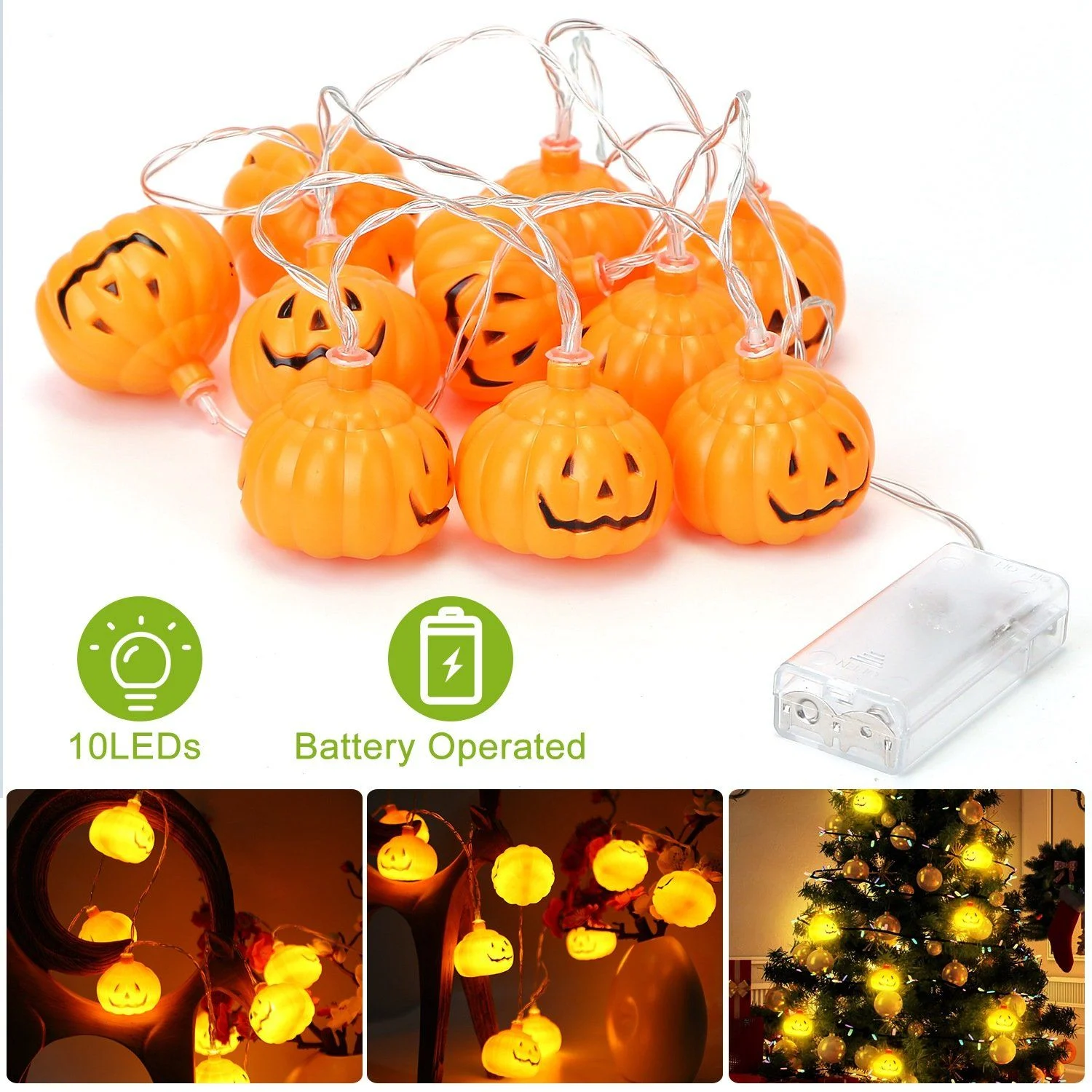 Halloween String Light Pumpkin LED Lamps Battery Powered -  - #tag1#