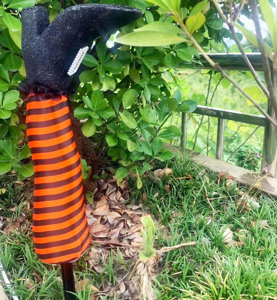 Halloween Striped Witch High Heels Garden Decoration Ornament -  - #tag1#