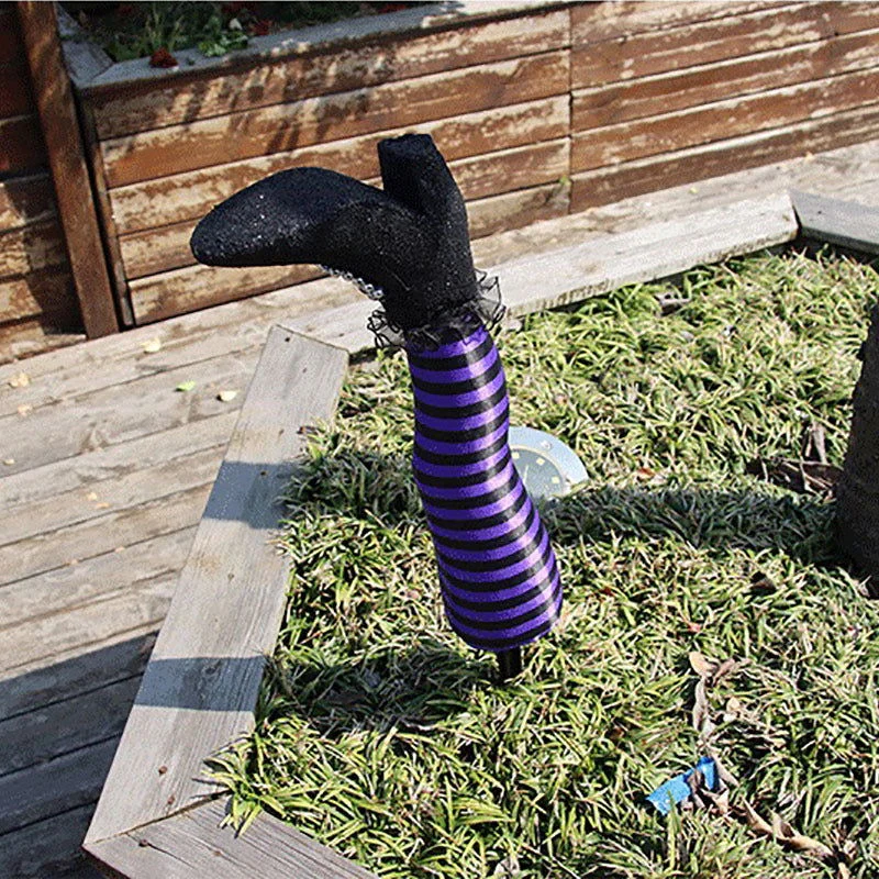 Halloween Striped Witch High Heels Garden Decoration Ornament -  - #tag1#
