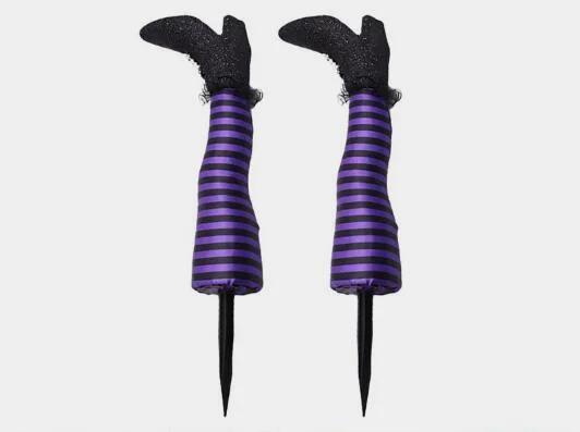 Halloween Striped Witch High Heels Garden Decoration Ornament -  - #tag1#