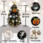 Halloween Tabletop Christmas Tree With Lights And Ornaments tag1