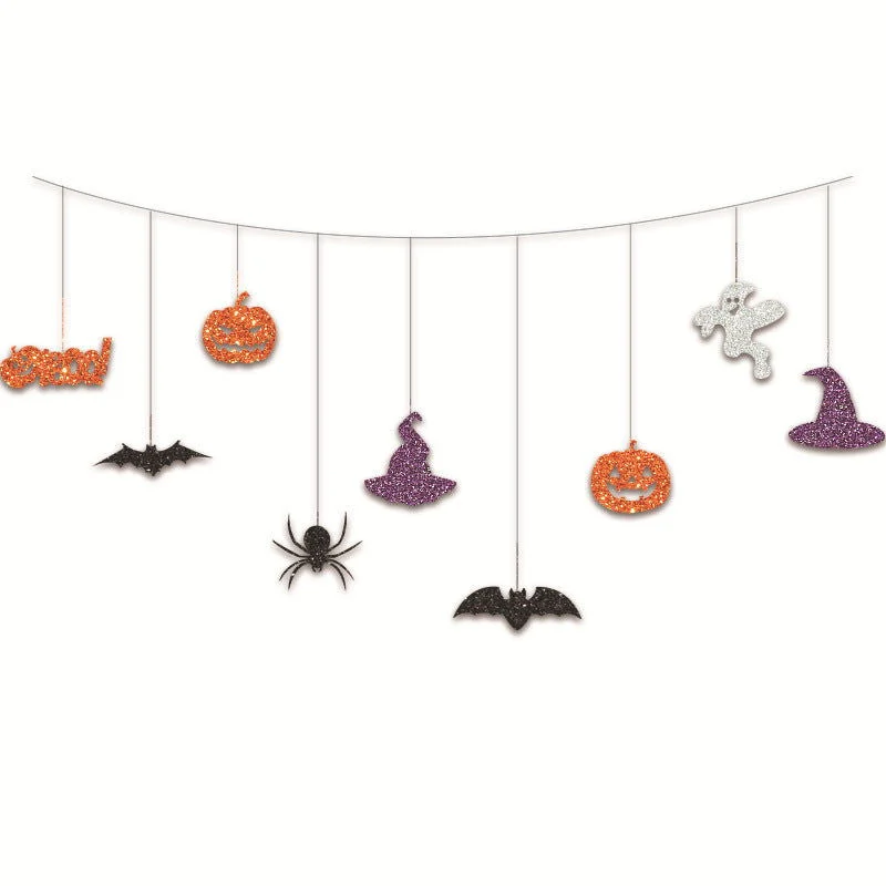 Halloween Theme Party Decoration Pumpkin Bat Scene Layout Hanging String -  - #tag1#