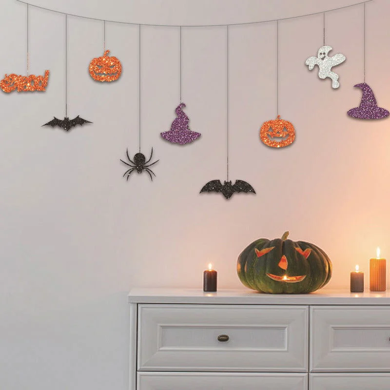 Halloween Theme Party Decoration Pumpkin Bat Scene Layout Hanging String -  - #tag1#