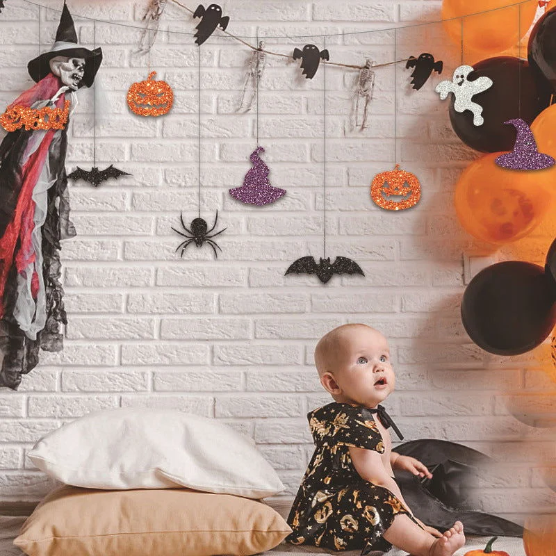 Halloween Theme Party Decoration Pumpkin Bat Scene Layout Hanging String -  - #tag1#