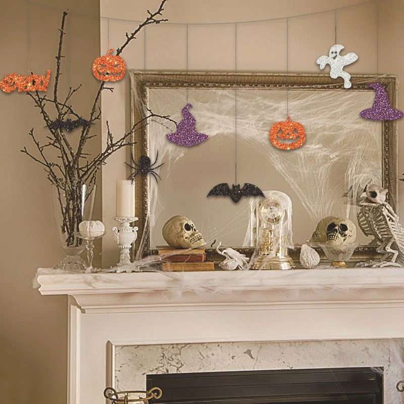 Halloween Theme Party Decoration Pumpkin Bat Scene Layout Hanging String -  - #tag1#