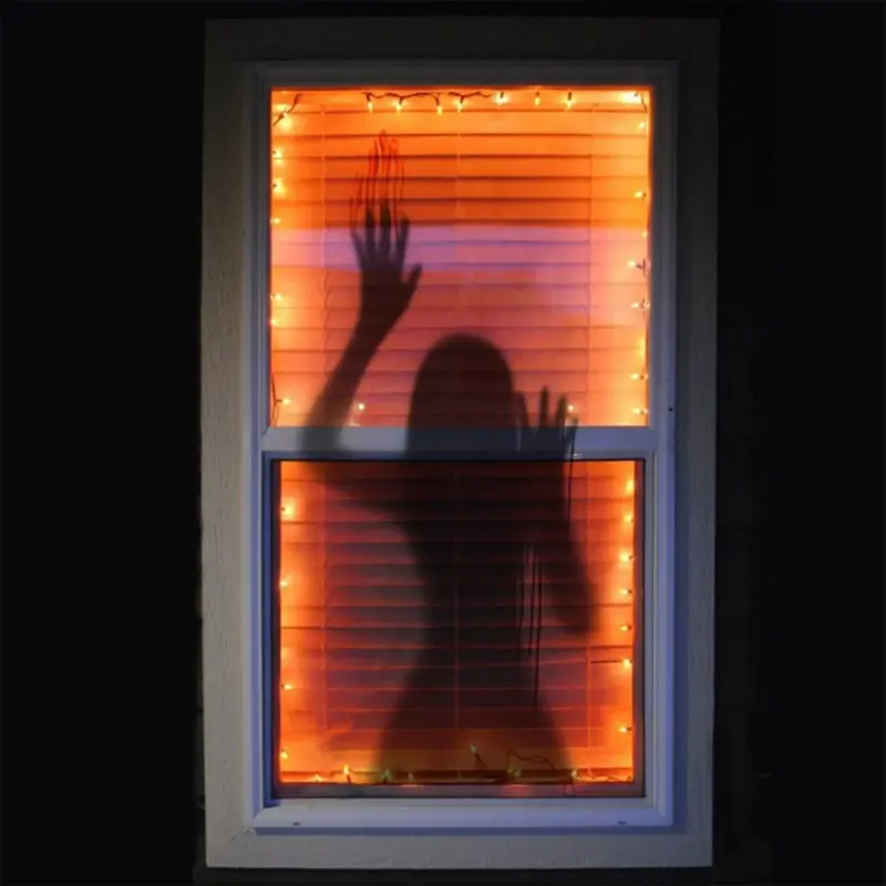 Halloween Wall Stickers Glass Ghost Decorations Self Adhesive Horror Blood Fingerprints Stickers tag1