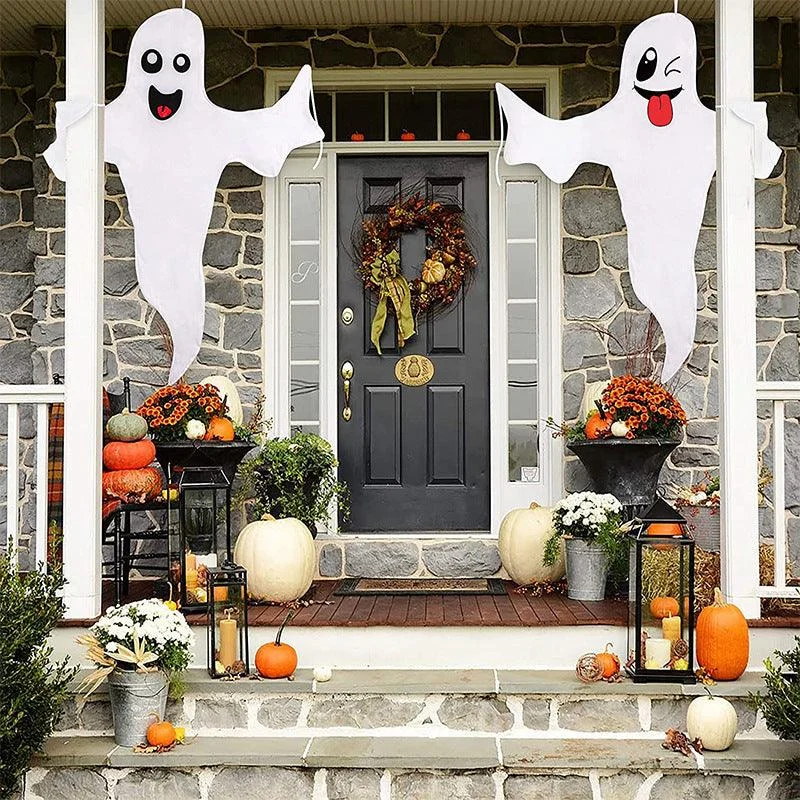Halloween White Spooky Ghost Flag -  - #tag1#