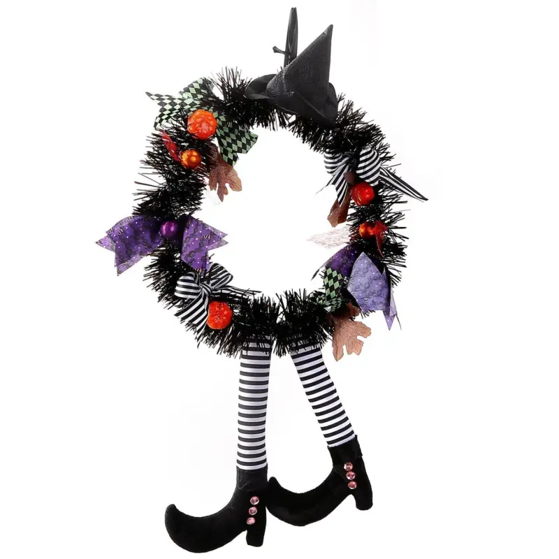 Halloween Witch Wreath Pumpkin Decorations tag1