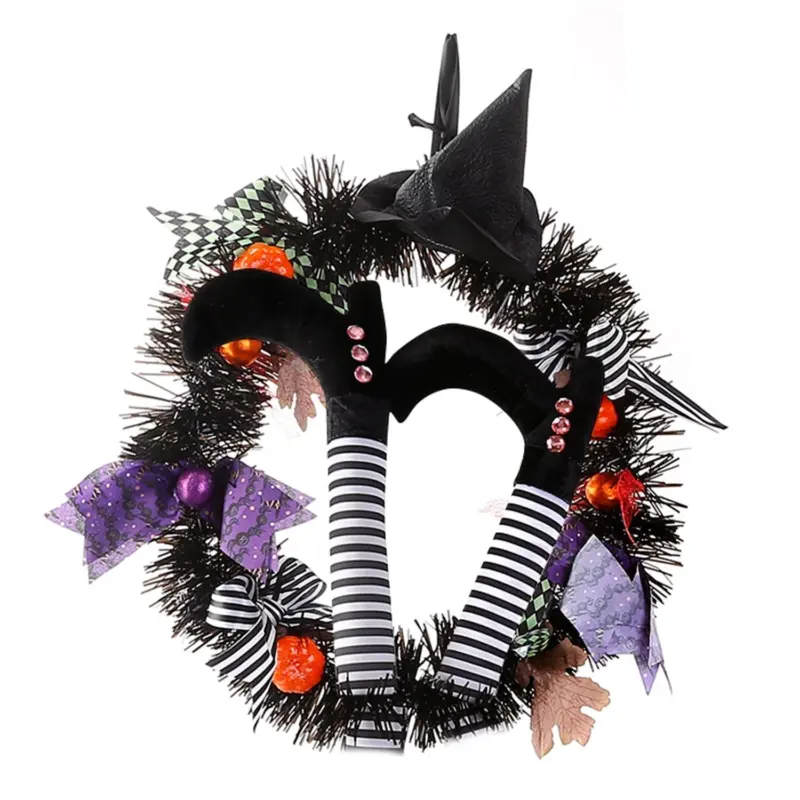 Halloween Witch Wreath Pumpkin Decorations tag1