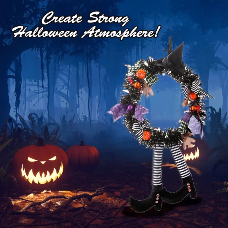Halloween Witch Wreath Pumpkin Decorations tag1