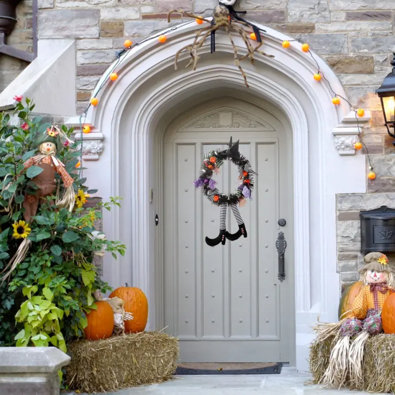 Halloween Witch Wreath Pumpkin Decorations tag1