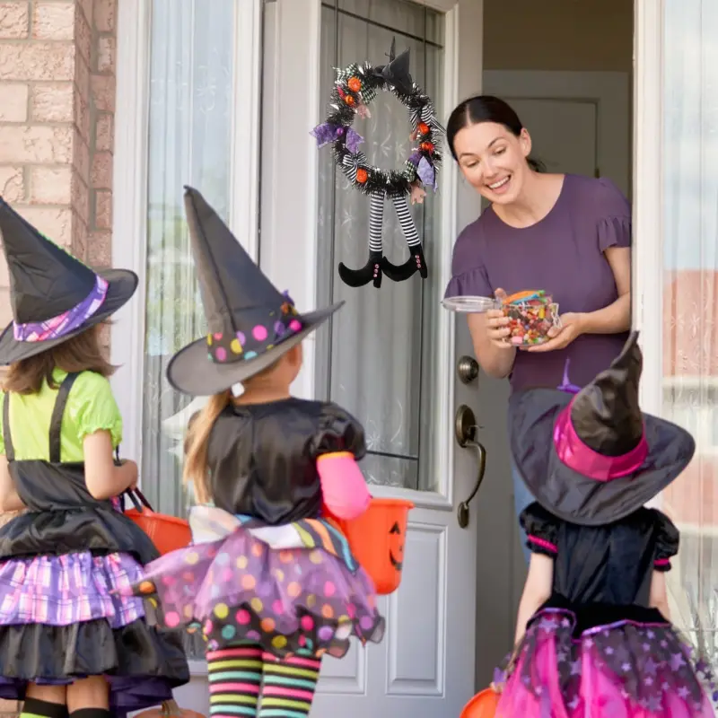 Halloween Witch Wreath Pumpkin Decorations tag1