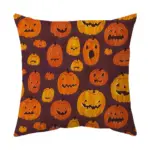 Halloween With Pumpkin Peach Skin Plush Pillow Cover tag1