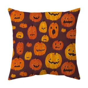 Halloween With Pumpkin Peach Skin Plush Pillow Cover