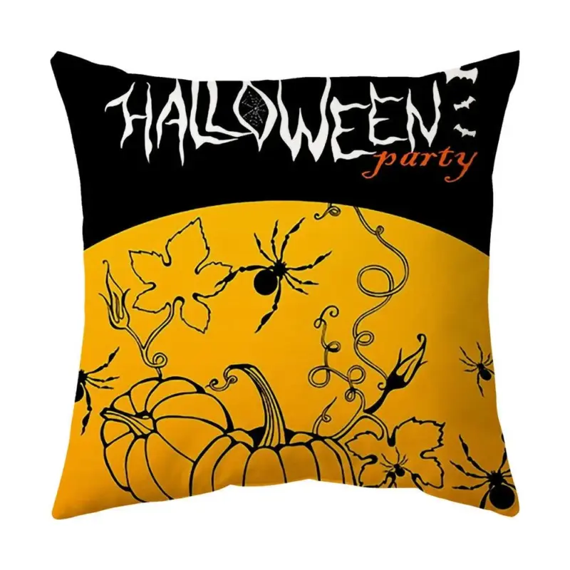 Halloween With Pumpkin Peach Skin Plush Pillow Cover tag1