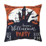 Halloween With Pumpkin Peach Skin Plush Pillow Cover tag1