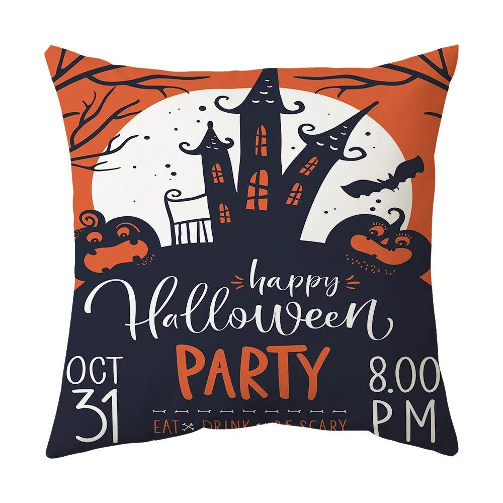 Halloween With Pumpkin Peach Skin Plush Pillow Cover -  - #tag1#