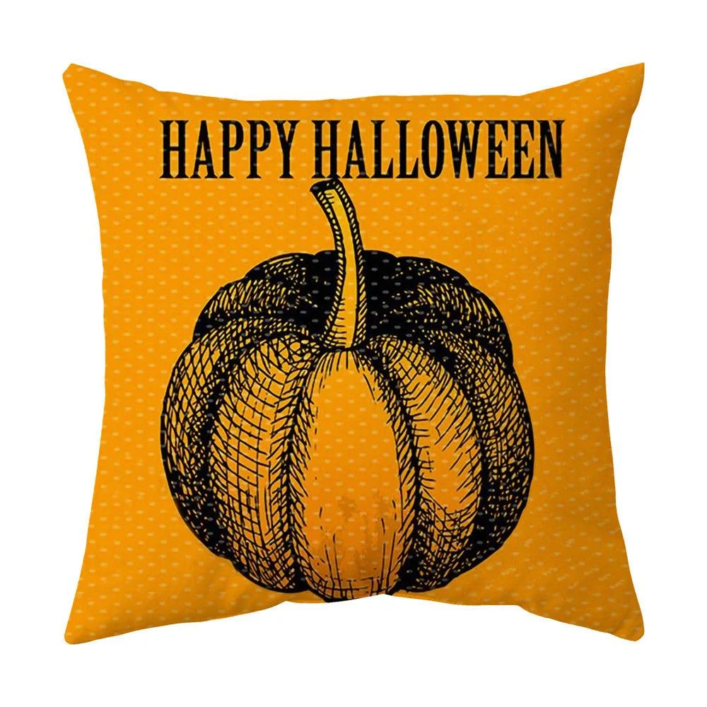 Halloween With Pumpkin Peach Skin Plush Pillow Cover -  - #tag1#