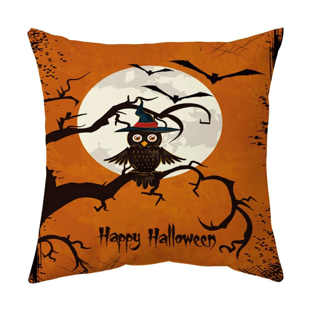 Halloween With Pumpkin Peach Skin Plush Pillow Cover -  - #tag1#