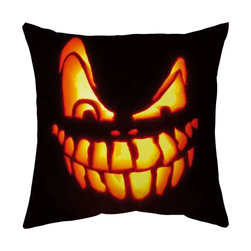 Halloween With Pumpkin Peach Skin Plush Pillow Cover tag1