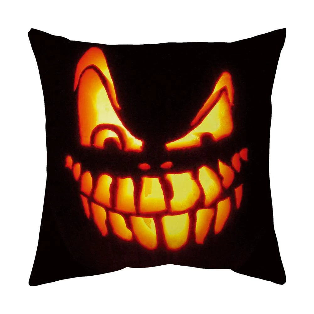 Halloween With Pumpkin Peach Skin Plush Pillow Cover -  - #tag1#