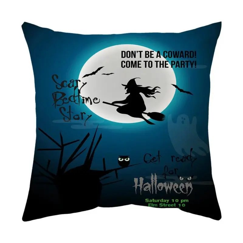 Halloween With Pumpkin Peach Skin Plush Pillow Cover tag1