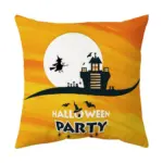 Halloween With Pumpkin Peach Skin Plush Pillow Cover tag1