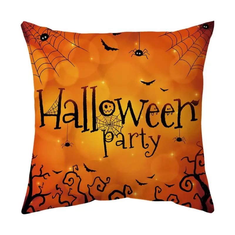 Halloween With Pumpkin Peach Skin Plush Pillow Cover tag1