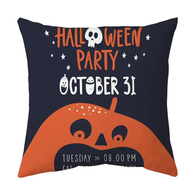 Halloween With Pumpkin Peach Skin Plush Pillow Cover tag1