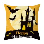Halloween With Pumpkin Peach Skin Plush Pillow Cover tag1