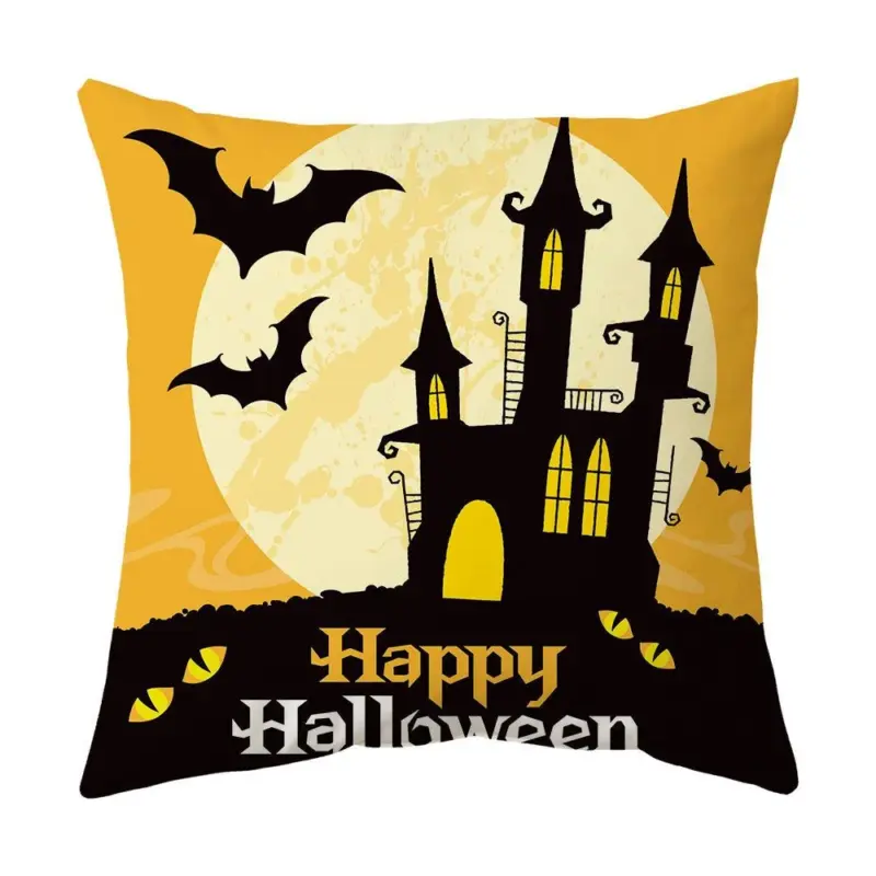Halloween With Pumpkin Peach Skin Plush Pillow Cover tag1
