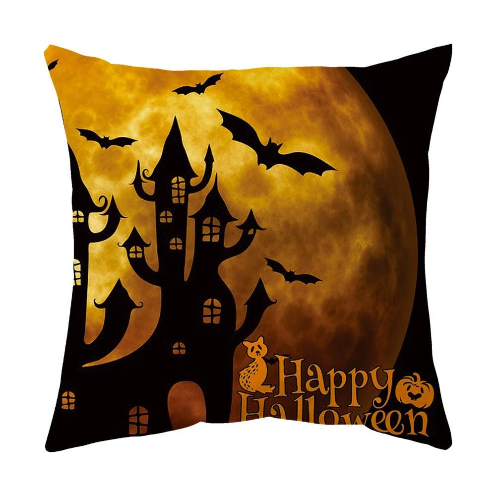 Halloween With Pumpkin Peach Skin Plush Pillow Cover -  - #tag1#