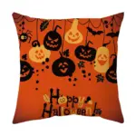 Halloween With Pumpkin Peach Skin Plush Pillow Cover tag1