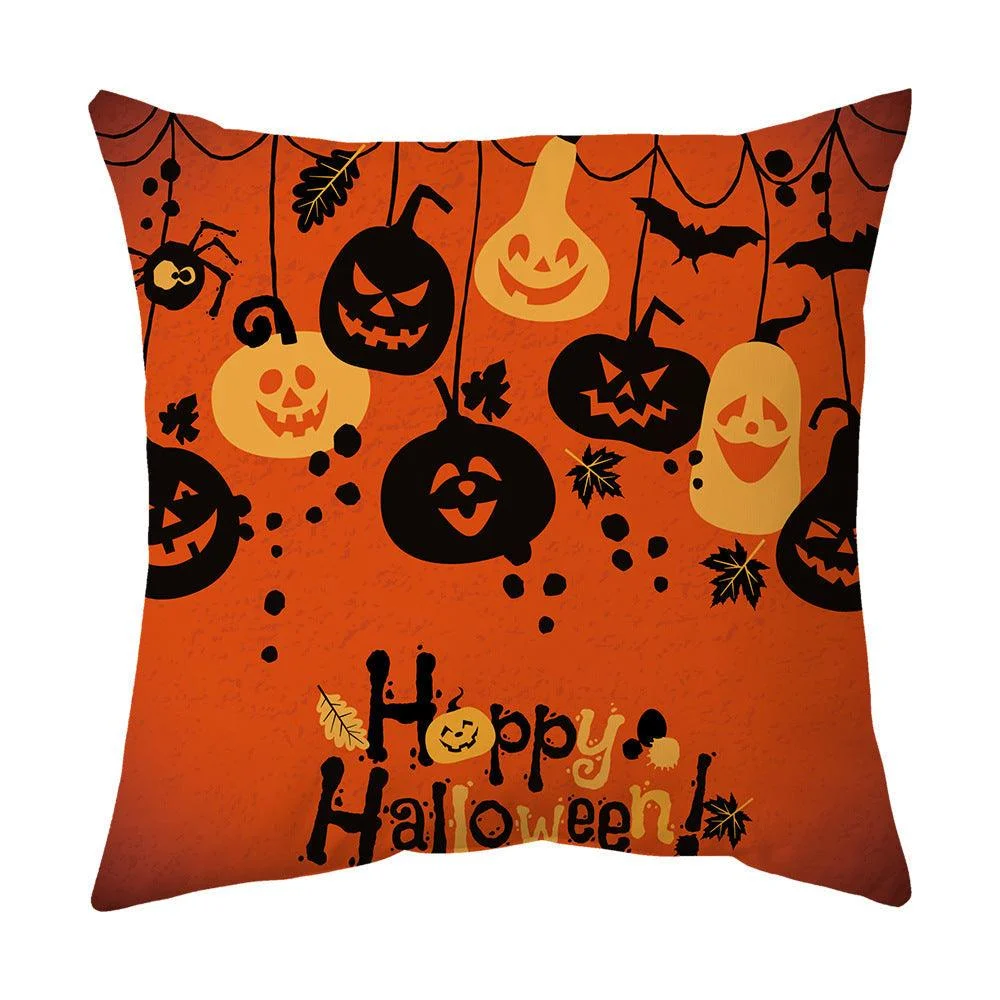 Halloween With Pumpkin Peach Skin Plush Pillow Cover -  - #tag1#