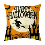 Halloween With Pumpkin Peach Skin Plush Pillow Cover tag1
