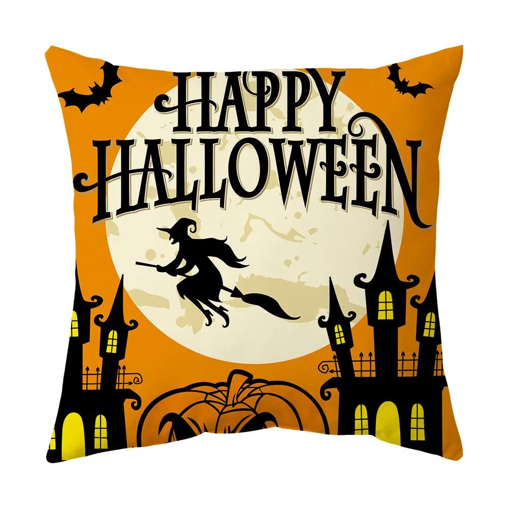 Halloween With Pumpkin Peach Skin Plush Pillow Cover -  - #tag1#