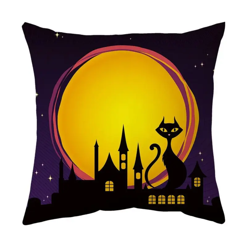 Halloween With Pumpkin Peach Skin Plush Pillow Cover tag1
