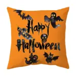 Halloween With Pumpkin Peach Skin Plush Pillow Cover tag1