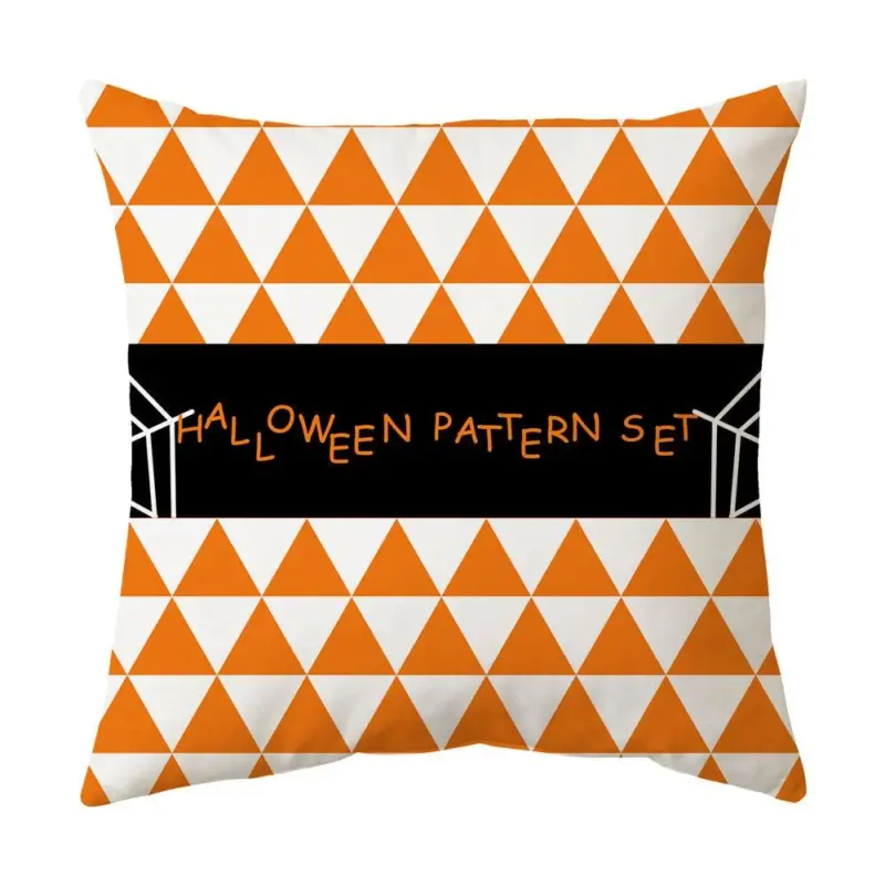 Halloween With Pumpkin Peach Skin Plush Pillow Cover tag1