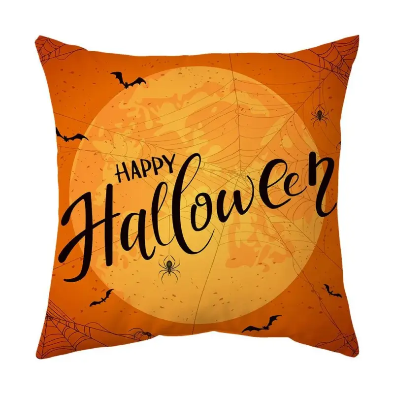 Halloween With Pumpkin Peach Skin Plush Pillow Cover tag1