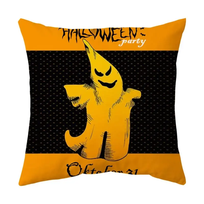 Halloween With Pumpkin Peach Skin Plush Pillow Cover tag1