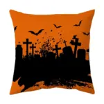 Halloween With Pumpkin Peach Skin Plush Pillow Cover tag1