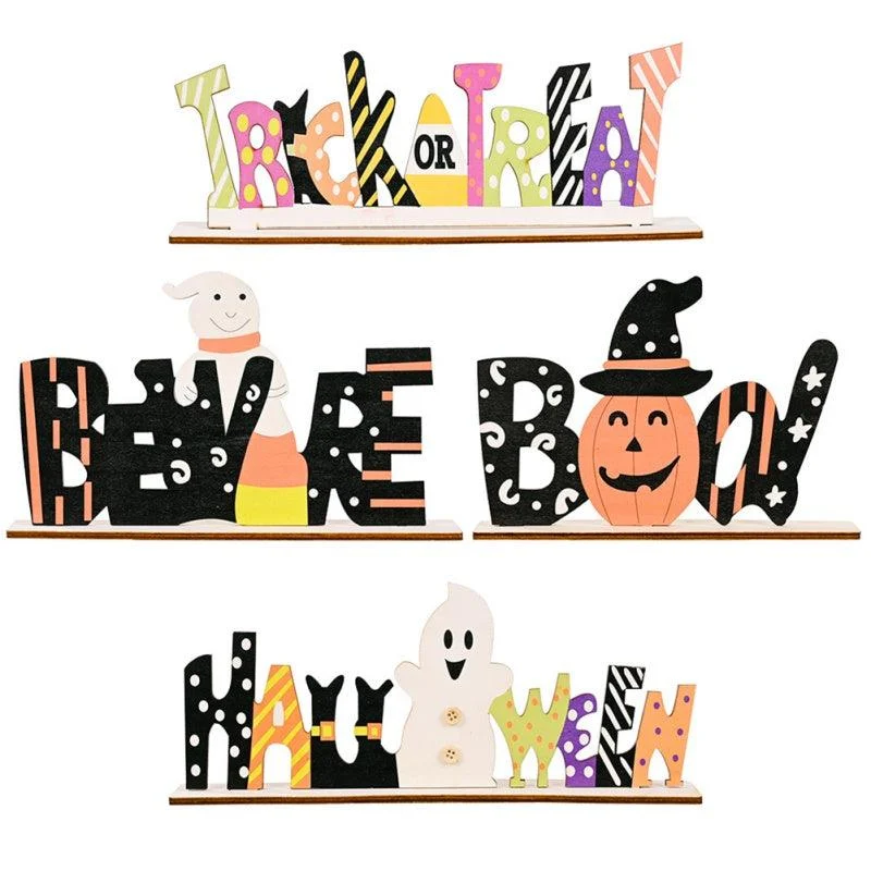 Halloween Wood Decorations DIY Ghost Letter Festival Ornamen -  - #tag1#