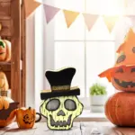 Halloween Wooden Ornament Pumpkin Skull Black Cat tag1