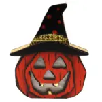 Halloween Wooden Ornament Pumpkin Skull Black Cat tag1